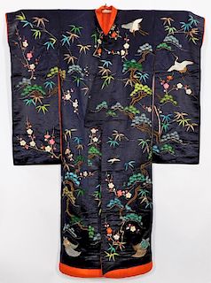 Japanese Edo Period Hand Woven Uchikake Kimono