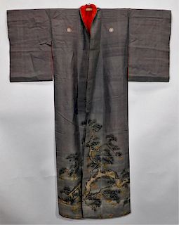 Edo Period Hand Painted Trees Uchikake Kimono