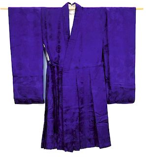 C.1900 Meiji Period Deep Purple Priest Robe Kimono