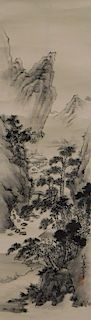 Japanese Mountain Hanging Wall Scroll Painting