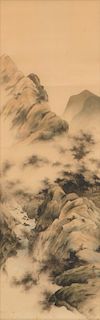 Japanese Mountain Landscape Hanging Wall Scroll
