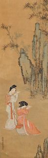 Japanese Geishas Hanging Wall Scroll Painting