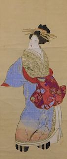 Japanese Geisha Hanging Wall Scroll Painting