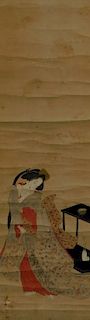 Japanese Geisha Girl Hanging Wall Scroll Painting