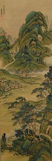 Japanese Vibrant Landscape Hanging Wall Scroll