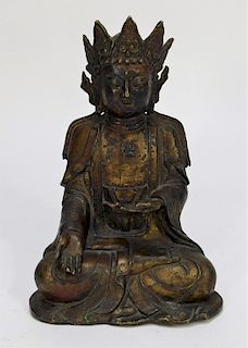Chinese Qing Dynasty Gilt Bronze Buddha Statue