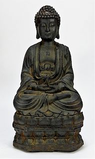 Antique Chinese Qing Dynasty Cast Iron Buddha