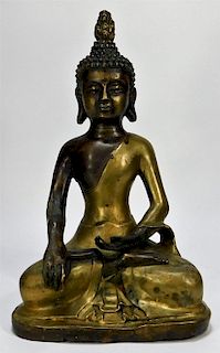 Burmese Burma Gilt Bronze Seated Buddha Statue
