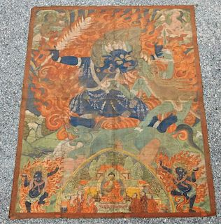 Tibetan Thangka Painting of Yamantaka and Consort