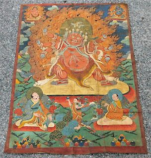 Tibetan Thangka Buddhist Painting of Hyagriva