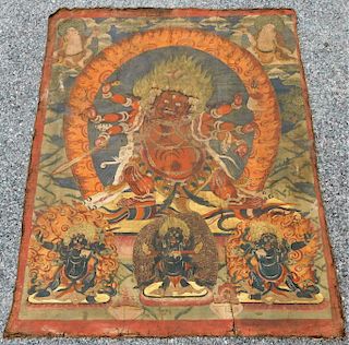 Tibetan Thangka Buddhist Painting of Hyagriva