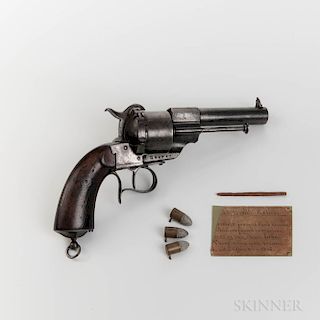 French Lefacheaux Revolver, Three Cartridges, and a Wood Relic Found at Andersonville