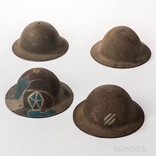 Four WWI-era Helmets