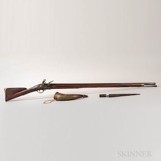 British Pattern 1769 Short Land Musket, Bayonet, and Horn