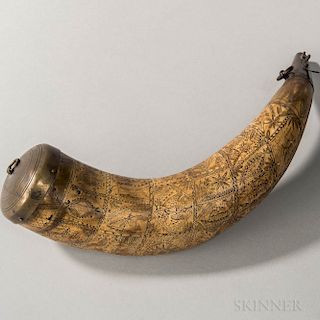 Intricately Carved Powder Horn