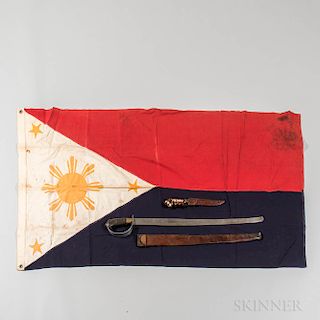 WWII Philippine Guerrilla Sword, Flag, Knife