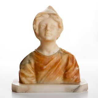 ITALIAN ARTS & CRAFTS PERIOD MARBLE BUST, PEASANT GIRL