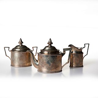 3PC WILLIAM GALE AND SON STERLING SILVER TEA SET