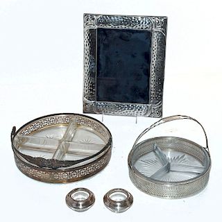 5 STERLING SILVER AND CRYSTAL ITEMS
