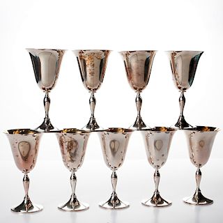 9 WILCOX SILVERPLATE GOLD WASH GOBLETS