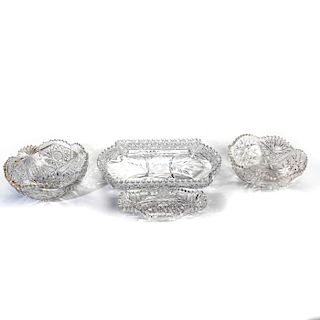 4PC CUT CRYSTAL, BOWLS AND TRAYS