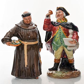 2 ROYAL DOULTON FIGURINES, TOWN CRIER, JOVIAL MONK