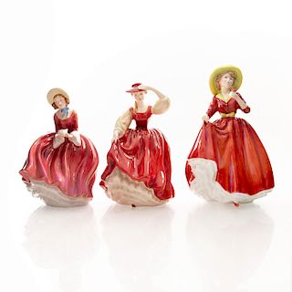 3 ROYAL DOULTON FIGURINES, DENISE, BUTTERCUP, RED ROSE