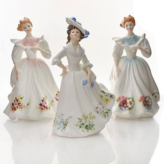 3 ROYAL DOULTON FIGURES OF THE MONTH OCTOBER, JUNE, ADELE