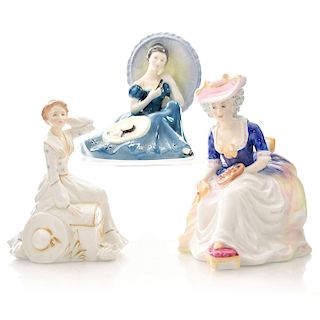 3 DOULTON FIGURES SUMMERS DAY, PENSIVE MOMENTS, KATHLEEN