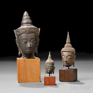 Three Metal Buddha Heads