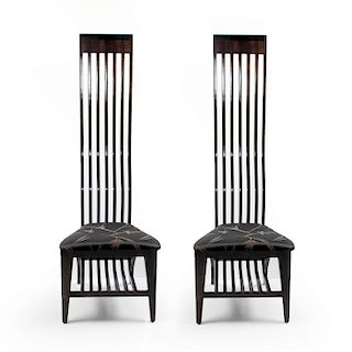 2 CONTEMPORARY JAPONESQUE ACCENT CHAIRS