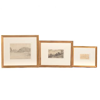Louis J. Feuchter. Three Framed Drawings