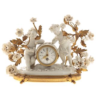 Capodimonte Porcelain & Gilt Metal Clock