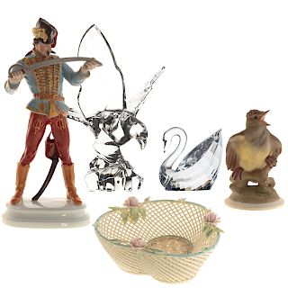 Five Porcelain And Glass Decorative Items