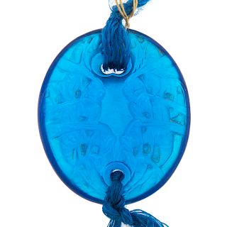 R. Lalique, Guepes Blue Glass Pendant
