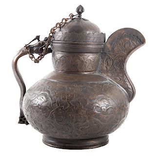 Large Ottoman Chased Copper Jug