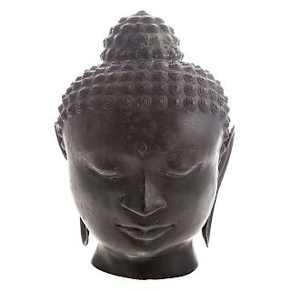 Chinese Patinated Copper Alloy Buddha Head