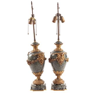Pair of Louis XVI Style Marble Urn Lamps