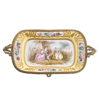 Sevres Style Porcelain Mounted Dish