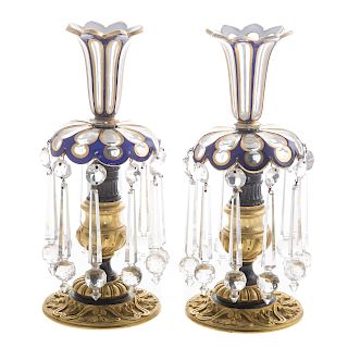 Pair Continental Glass/Brass Lustres