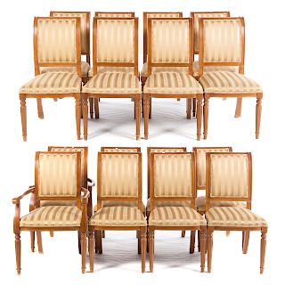 Set of 16 Neoclassical Beechwood Dining Chairs