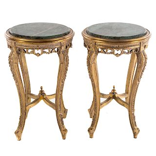 Pr. Louis XV Style Giltwood & Marble Plant Stands