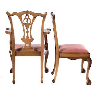 Set of 8 Chippendale Style Mahogany Dining Chairs