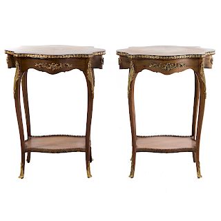 Pair of Louis XV Revival Shaped Side Tables