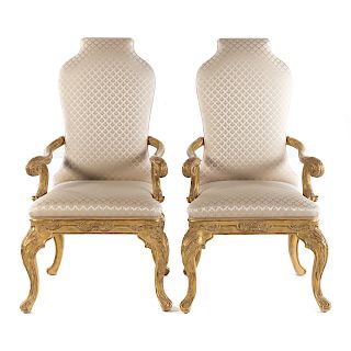 Dennis & Lean George II Style Giltwood Armchairs