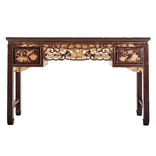 Chinese Carved Lacquered Parcel Gilt Altar Table