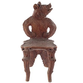 Black Forest Carved Walnut Child's Chair
