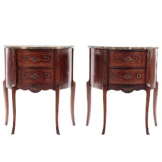 Pair of Louis XV Style Demilune Tables a Nuit
