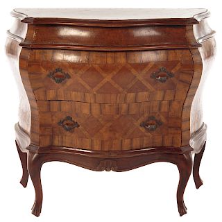 Louis XV Style Diminutive Parquetry Bombe Commode