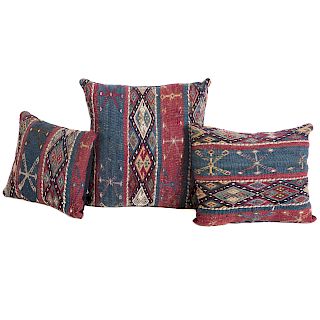 Three Turkish Soumak Kilim Pillows